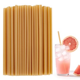 Sugarcane Straws - 100PCS Straws Disposable Biodegradable Compostable Long Sugar Cane Drinking Straws for Coffee, Juice, Milk, Smoothie, Cocktail, Party