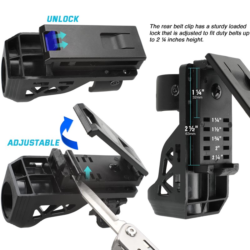 LIVANS Flashlight Holster for Belt, Flashlight Holder with Lever Side