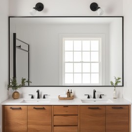 Wall Mirror 32x48, Rectangle Bathroom Mirror 32 x 48 inch, Black Metal Wall Mirror, Large Vanity Mirror 32 by 48 Modern Wall Mounted Mirrors for Hallway, Living Room, Bedroom