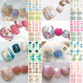 Lygoeege Nail Stickers, 8 Pieces, Nail Stickers, For Feet, 3D Nail Design, Nail Wrap, Cute, Flowers, Sheer, Foil, Advanced, Cute, Popular, For Women and Beginners