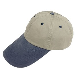 Broner Washed Cotton Swordfish Cap with Contrast Color Bill, Khaki with Blue