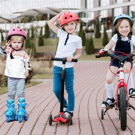 KAMUGO Kids Bike Helmet, Toddler Helmet for Ages 2-8 Boys Girls with Sports Protective Gear Set Knee Elbow Wrist Pads for Skateboard Cycling Scooter Rollerblading (Red)