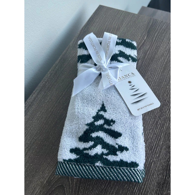 BIANCA Set of 6 Holiday Christmas Trees Bath Towels 100%