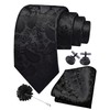 GUSLESON Paisley Black Tie Mens Classic Wedding Necktie Pocket Square