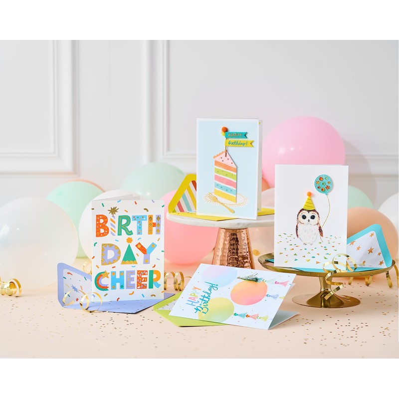 Papyrus Boxed Birthday Card Assortment, Bright Birthday (4-Count)
