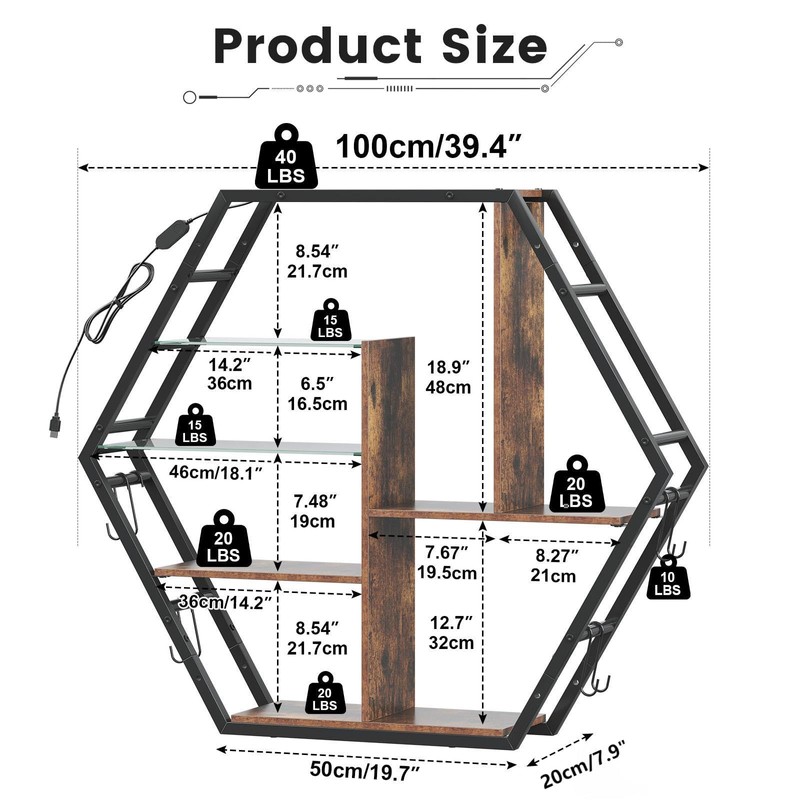 Saudism Floating Shelves with Lights, Led Shelves for Wall, Gaming