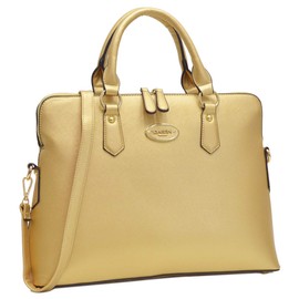 Dasein Women Vintage Plain Fashion Handbag Slim Shoulder Bag Tote Satchel Purse Handbags for Women Work Bag (Gold)