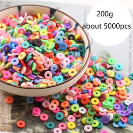 YIEUR Pack of 5000 Heishi Beads, Colourful Set, 6 mm Loose Flat Polymer Clay Beads, Clay Beads with Hole, Soft Ceramic Beads Between Spacer Beads for Bracelet, Necklace, Earrings, DIY Jewellery Making