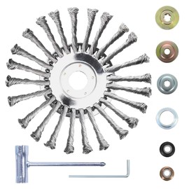 8 Inch Steel Wire Weed Eater Blades, Universal Weed Eater Attachments, Brush Cutter Trimmer Blade with Universal Adapter Kits, Unbreakable Wired Weed Eater Head Replacement for Removing Moss Weed Rust