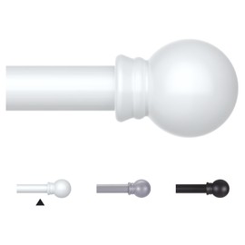 Thestoa Curtain Rods for Windows 48 to 84-92 inch, 5/8" White Curtain Rods, Stainless Steel Small Curtain Rods for Bedroom, Living Room,Kitchen,Farmhouse, Outdoor Curtain rod White