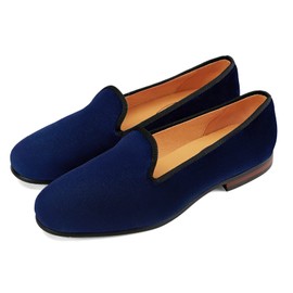 Men's Vintage Velvet Loafer Men Plain Men Shoes Slip-on Loafer Smoking Slipper Blue Plain US 7.5
