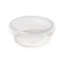 Enviropack 100 Plastic Portion Pots With Lids. Heavy Duty Pots for Warm and Cold Sauces. Made of 100% Recyclable Clear Plastic. (2oz)