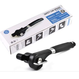 Dosenöffner, Sicherheitsdosenöffner, Handheld, Edelstahl, glatter Rand, für Restaurant und Küche, Schwarz