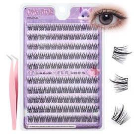 120 Pcs Self Adhesive Eyelashes Asian lashes Extension 10-12mm DIY Eyelashes No Glue with Tweezers Gift for Women International Students