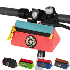 Vortika Bike Handlebar Bag,Kids Bicycle Front Basket Pack,Waterproof Bikes Bag,Small Bicycle Handle Bar Bag for Boys Girls Men Women (Pink+Cyan)