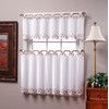 Today's Curtain Capri Reverse Embroidery Tab Top Tier 36", White/Rose,