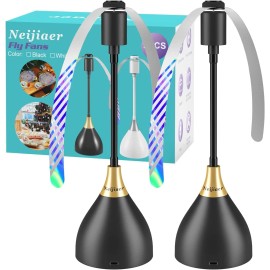 Neijiaer 2/3/4pcs Mosquito repellent fan USB or Batteries, Soundless and Portable Fly Fan - 2, Black