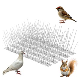 iFealClear 10 Pack Metal Bird Spikes for Keeping Small Birds, Woodpeckers, Squirrel Away, Heavy Duty Pigeon Spikes with Stainless Steel Base Cover 10.86 Feets for Outdoor Wall Fence, Easy to Install