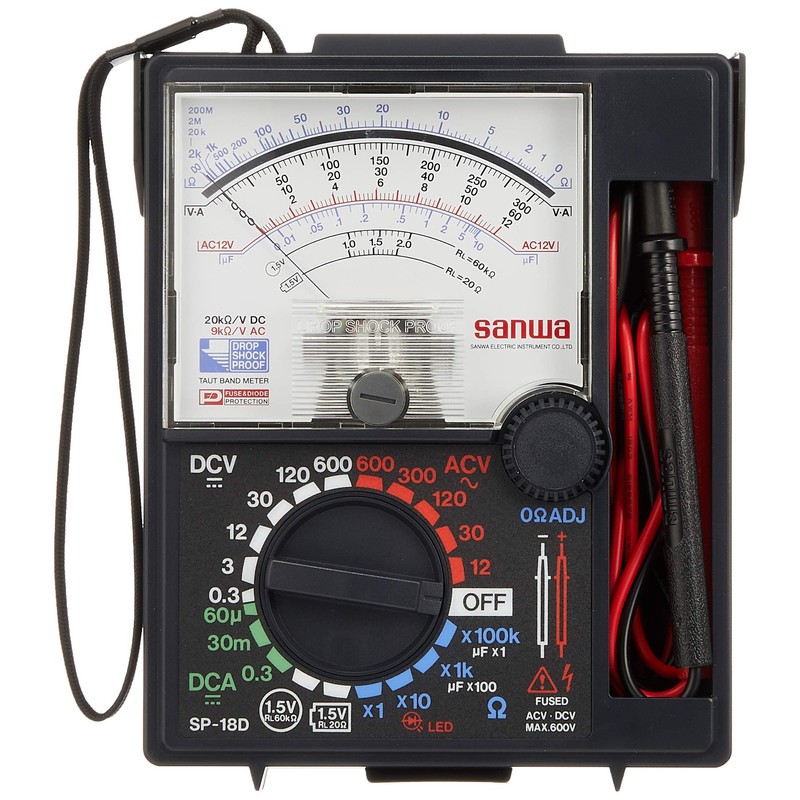 SANWA SP18D-P Analog Multi Tester, Blister Pack