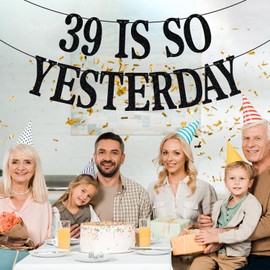 39 Is So Yesterday Banner, Half Way to 80, Shorty Hit Forty, Cheers to 40 Years, Happy 40th Birthday Party Decorations Supplies for Men Women