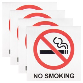 Juvale No Smoking Signs for Business - 4 Pack, 5.5 x 5.5 in, Aluminum, White & Black - Indoor & Outdoor Peel & Stick No Smoking Sign for Home, Vehicle & Office