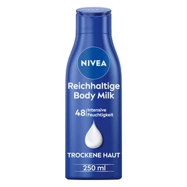 NIVEA Rich Body Milk (250 ml), Intensely Nourishing Body Cream with Almond Oil of Natural Origin, Lotion with Deep Care Serum and Vitamin E