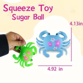 Sugar Ball Stress Relief Squeeze Toys - Fun Sensory Fidget Toys Perfect Party Favors, Gifts, and Relaxation Toys for Kids and Adults (Flour Type 4 Set Crab)