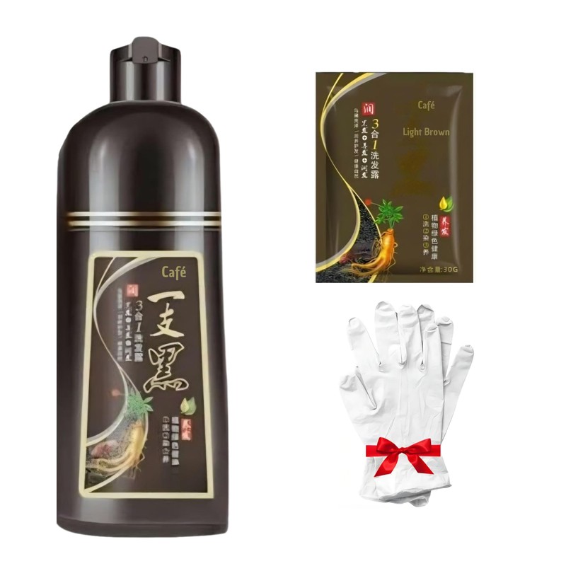 CAFÉ- Shampoo Tinte Instantáneo Para Cabello, Castaño, Con Extracto de