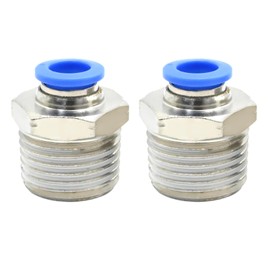 Newnessai 2 Pcs Air Tube Push to Connect Fittings, 8MM OD Pneumatic Fitting for Transmission Air, 1/2 NPT Air Tube Male Air Line Fitting, Water in Industrial Automatic Apparatus
