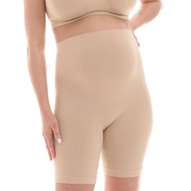 Heart Mother Maternity Slip-Overbelly Briefs with Long Leg, Seamless Support, Over belly Shorts, Beige/Black, Pack of 1 and 2 - 5500 - L-XL