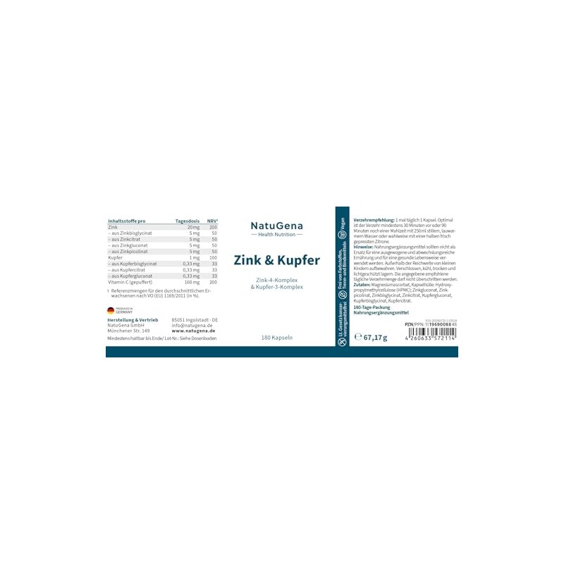 NatuGena Zinc & Copper, Zinc 4 Complex, Copper 3 Complex,