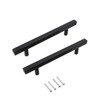 CONPHERON 2 Pcs Black Kitchen Cupboard Handles Stainless Steel T