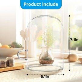Sourdough Warmer Dome with Handle, Glass Dome for Sourdough Starter Heating Pad Accessories Fits Jars Up to 4.8" Diameter x6.1 Height, Sourdough Accessories - Durable Clear Glass Cover