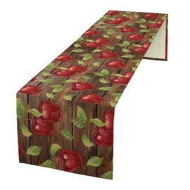 Camino de mesa de manzanas dulces, manzanas frescas, fruta, fondo rústico de madera para cocina, comedor, fiesta, pícnic al aire última intervensión, 13 x 60 pulgadas