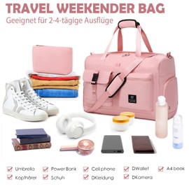 Sports Bag Women's Travel Bag Weekender Bag - Myhozee Hand Luggage Bag Gym Duffel Bag with Toiletry Bag, Shoe Compartment & Wet Compartment, Swimming Bag, Yoga Bag, Hospital Bag for Travel, Fitness,