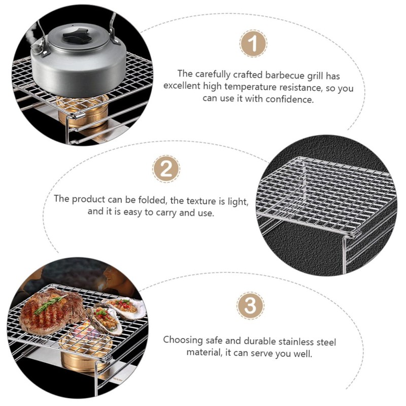 Kisangel Barbecue Warming Rack Raised Grill Rack Bbq Stainless Steel
