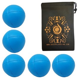 5 x Pro 115g Cascade Neon Classic Juggling Balls - Thud Juggling Balls & Bag - Set of 5 Juggling Balls (Blue)