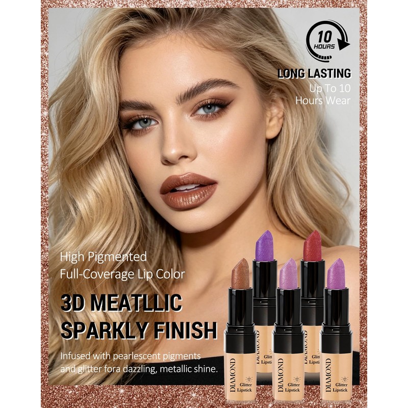 Caedelfly Metallic Lavender Lipstick, Long Lasting & Transfer Proof High