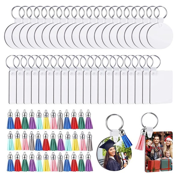 Wanjorlay Pack of 160 MDF Sublimation Blanks Key Pendant Bulk,