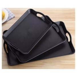 Plastic Tray with Handles, 3 Pack Plastic Tray with Handles Non Slip Restaurant Serving Trays for Kitchen