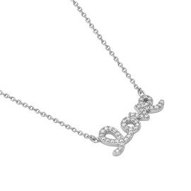 My Daily Styles -Womens Love Script Letter Necklace Pendant Necklace Cubic Zirconia - 925 Sterling Silver