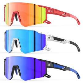 QALLY 3 Pack Kids Sunglasses for Boys Girls Age 4-14, Youth Baseball Sunglasses, Cycling Softball Running UV Protection Sport