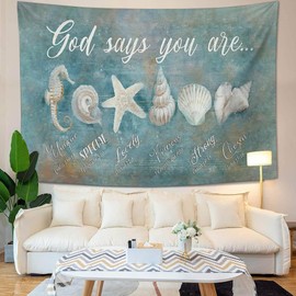 Jerkboo Ocean Tapestry for Bedroom Nautical Seashells Decor Ocean Tapestries Wall Hanging Home & Dorm Decor