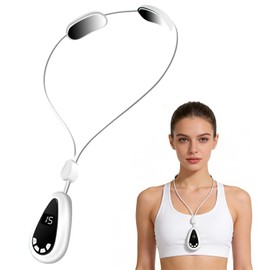 EMS Neck Massager, Lymphatic Drainage Neck Massage Device with 3 Heat Therapy, 6 Modes, 15 Intensity Levels, Portable Electric Massager for Home, Office, Travel