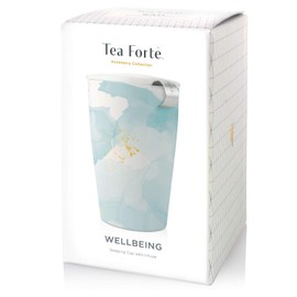 Tea Forte Kati Wellness Ceramic Tea Infuser Cup with Tea Strainer Basket and Lid for Pulling