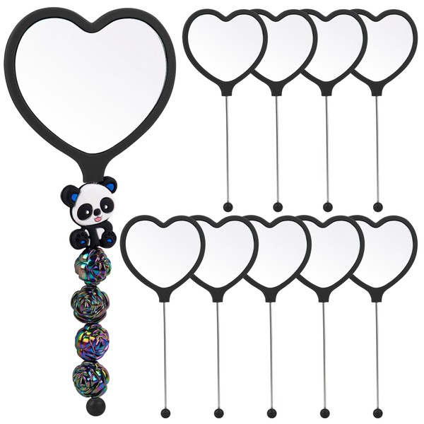 Framendino, 10 Pack Beadable Heart Travel Makeup Mirrors with Blank