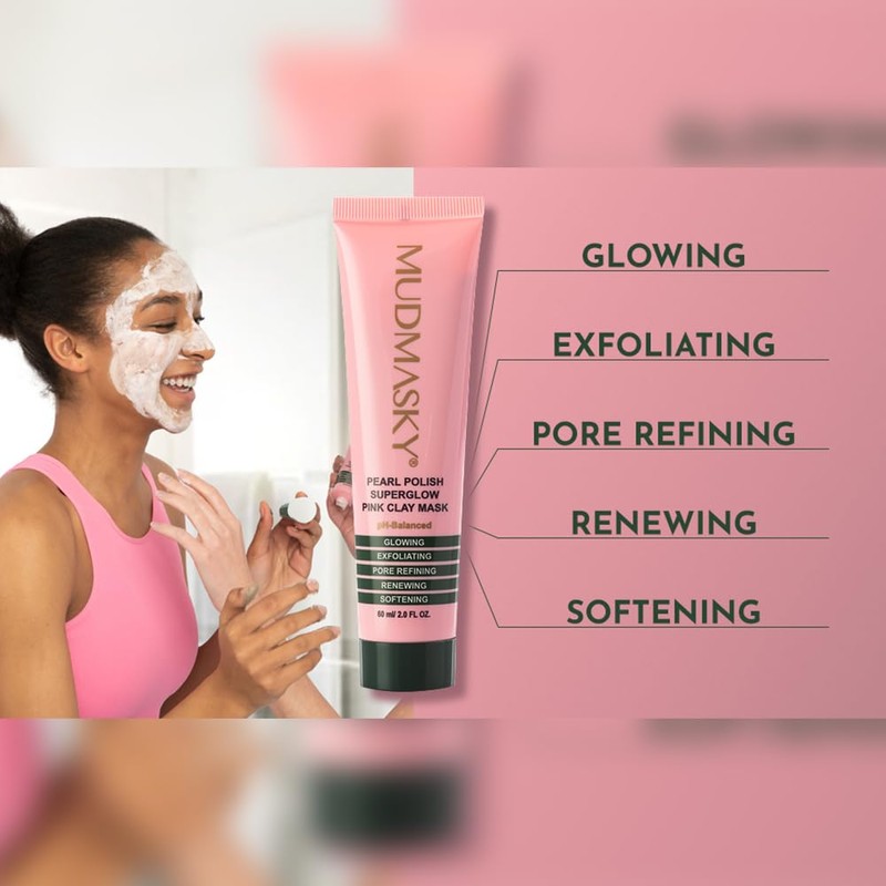 MUDMASKY Pearl Polish Superglow Pink Clay Mask 2.0 OZ -