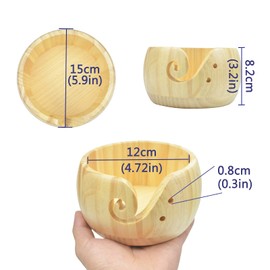 CHSEEO 6 Inch Wooden Yarn Bowl Wool Bowl Yarn and Thread Holder Knitting Bowls Crochet Holder for Knitting Crochet Sewing Accessories Organiser for Your Crochet Wool #10