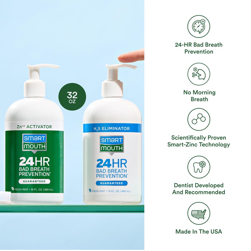 SmartMouth Original 2-Bottle Zinc Activated Mouthwash with Pumps - Instant