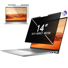 PYS Magnetic Privacy Film Laptop 14 Inch 16:9 Aspect Ratio Anti Spy Blue Light Blocking Anti-Glare Removable Privacy Screen Film Privacy Filter with 5 mm Wide Strong Magnets